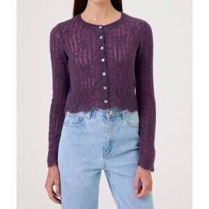 NEW GOLDIE alpaca pointelle cardigan in violet multi